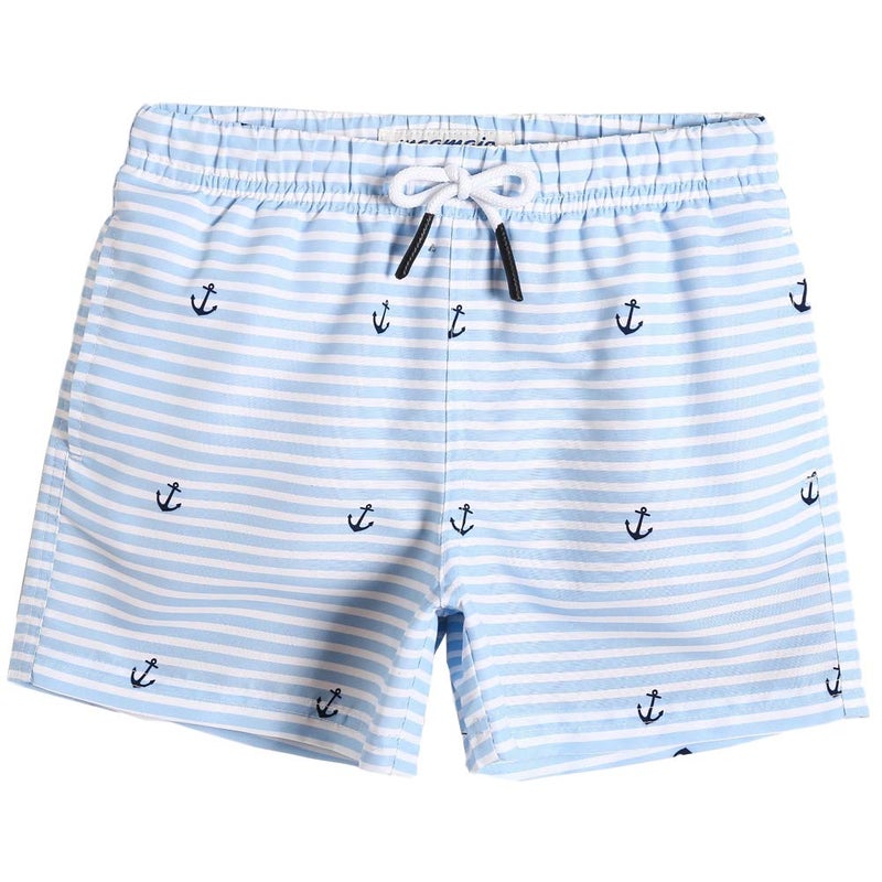 maamgic Swim Trunks Boys Quick Dry Toddler Bathing Suits for Kids Swimsuit Above The Knee Boys Swim Shorts Anchor WhiteBlue 3T - Image 1